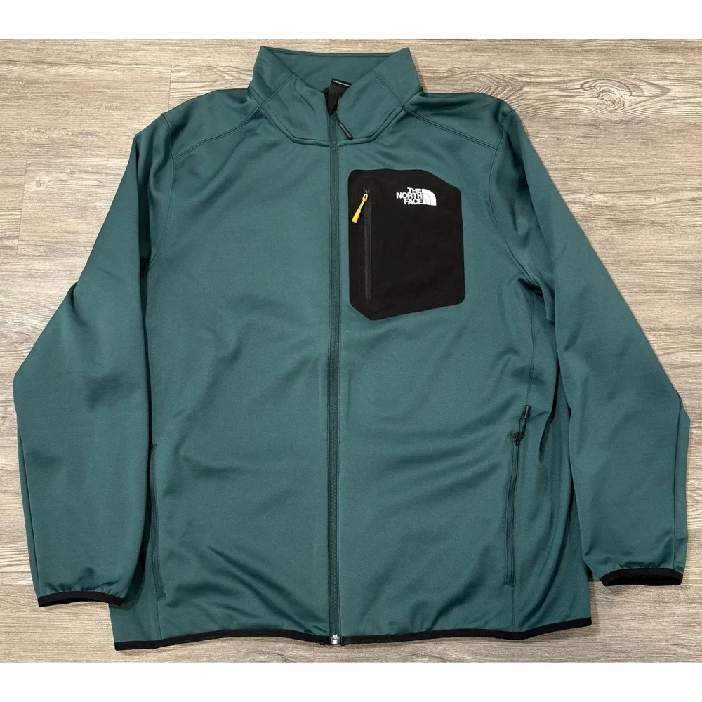 The North Face Crest Full Zip Fleece Jacket Men's XXL Blue NF0A897C Chest Pocket